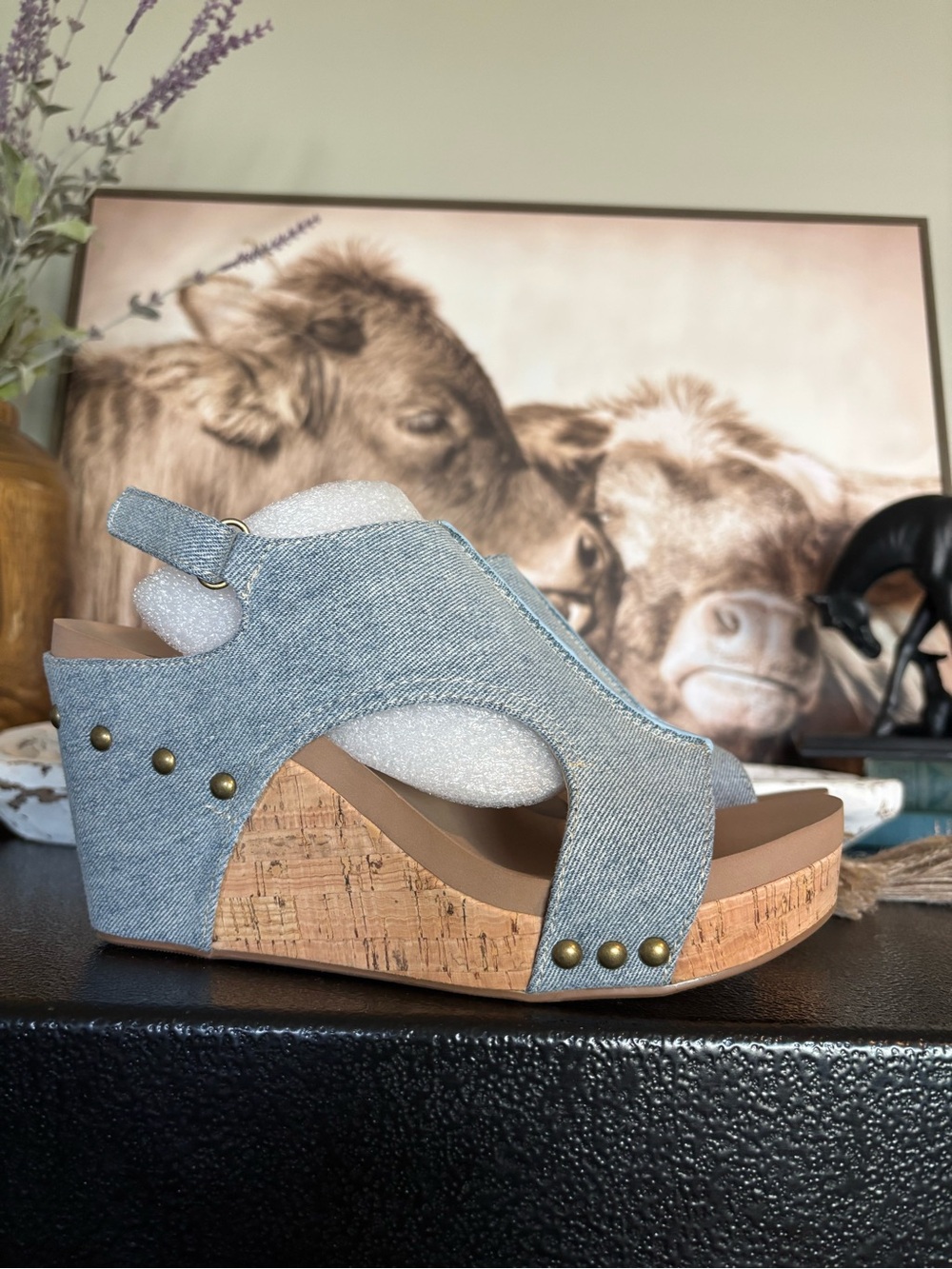 Denim Wedge Sandals - Light Blue Women's Platform Slingback